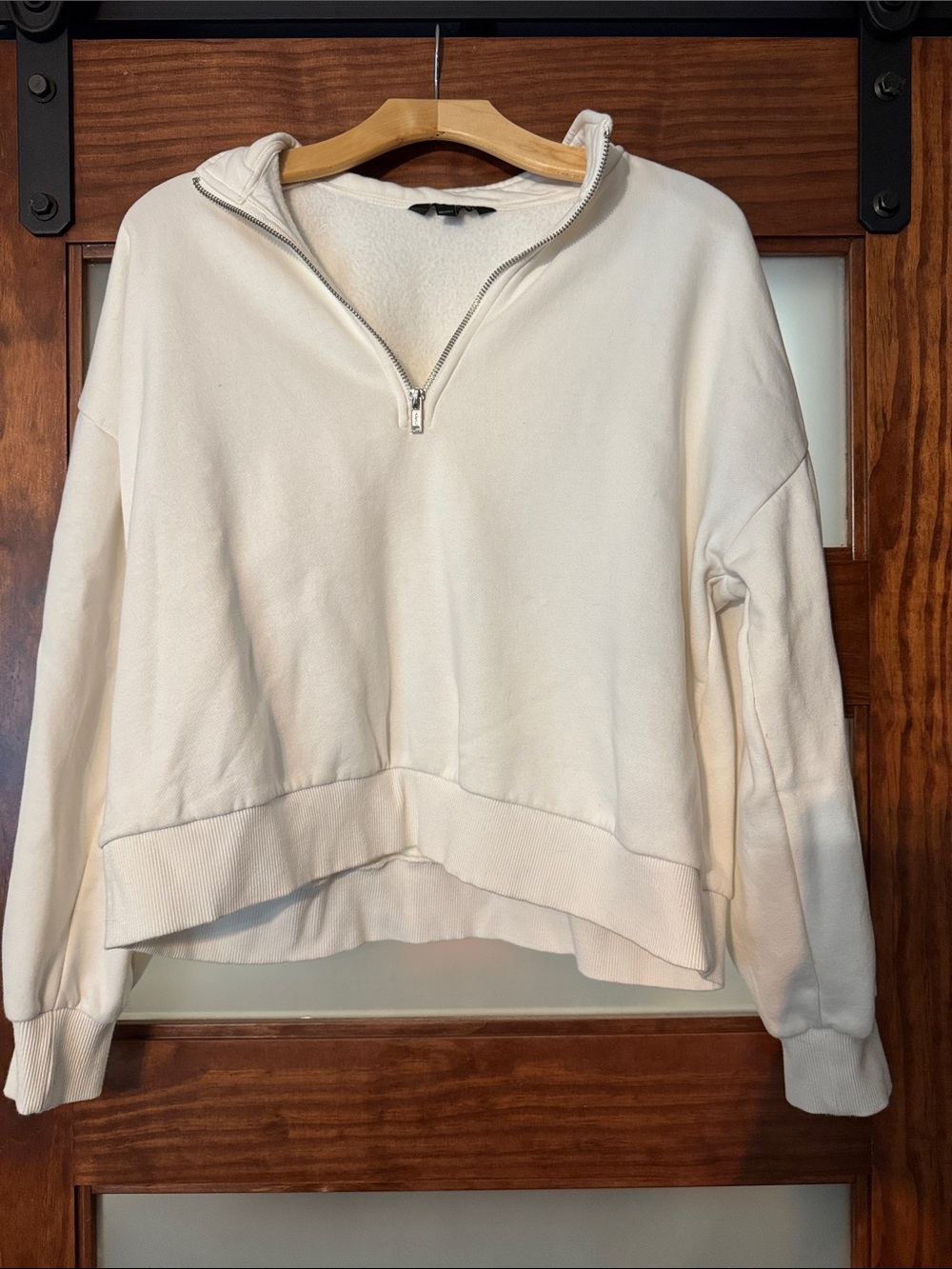 Banana Republic Cream Half-Zip Fleece Cropped Pullover